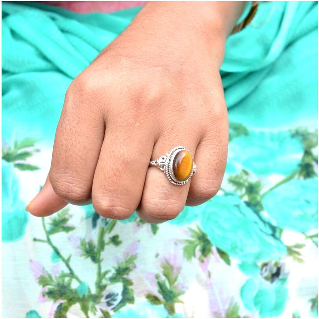 QAVISH Tiger Eye Sterling Silver Ring