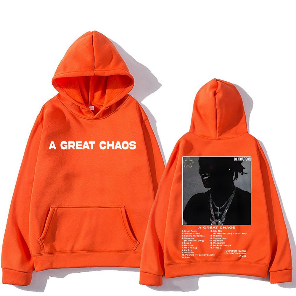 Ken Carson Hoodie A Great Chaos Long-sleeved Casual Fleece Sweatshirt Graphic Printing O-neck Clothing Men Hoody