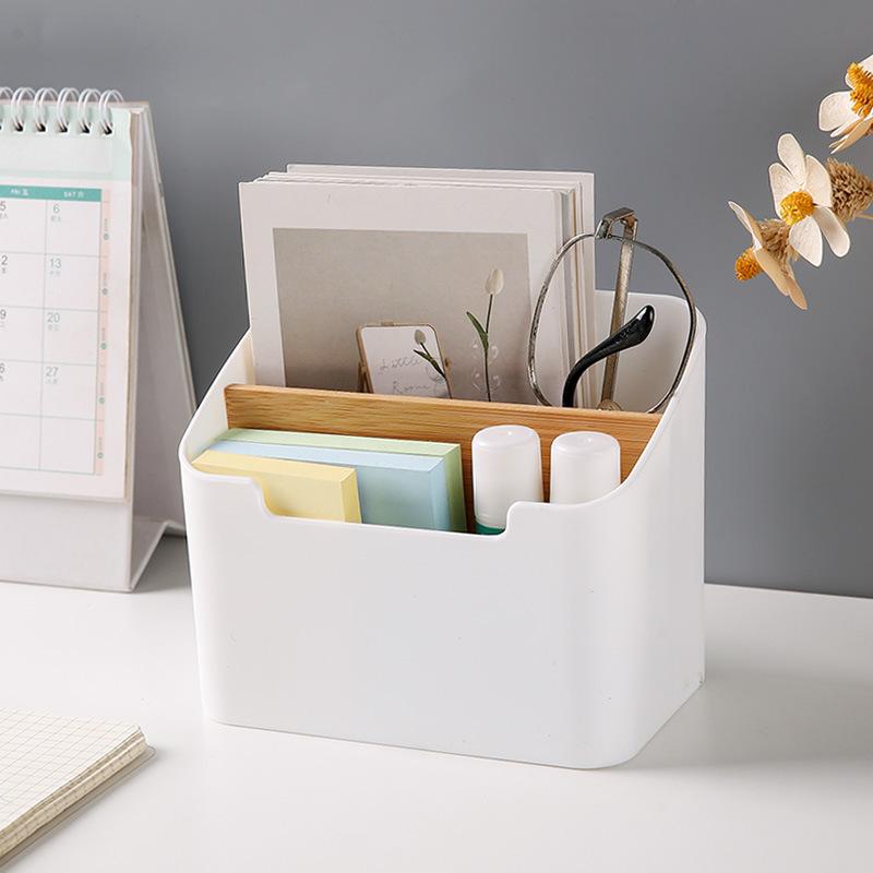 

Многофункциональный настольный ящик для хранения из бамбука и дерева, сетчатый ящик для хранения канцелярских принадлежностей, съемная перегородка из бамбука и дерева белый