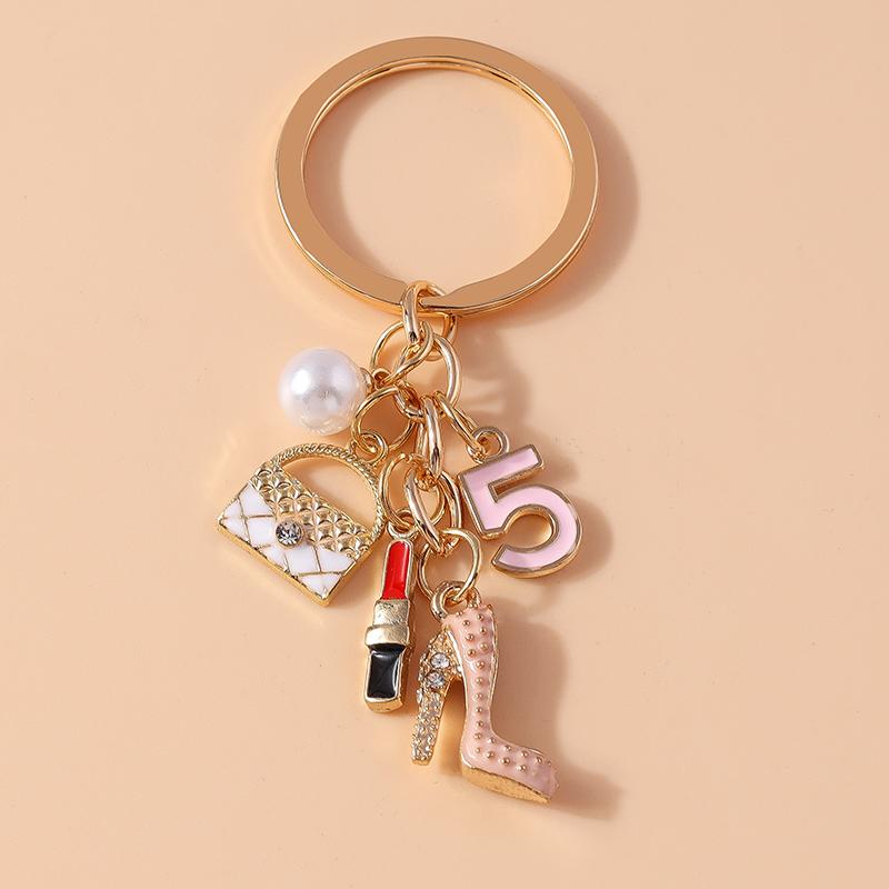 Pretty Enamel Simulation High Heels Key Chain Lipstick Key Ring Pendant for Women Girls Handbag Decor DIY Jewelry Gift