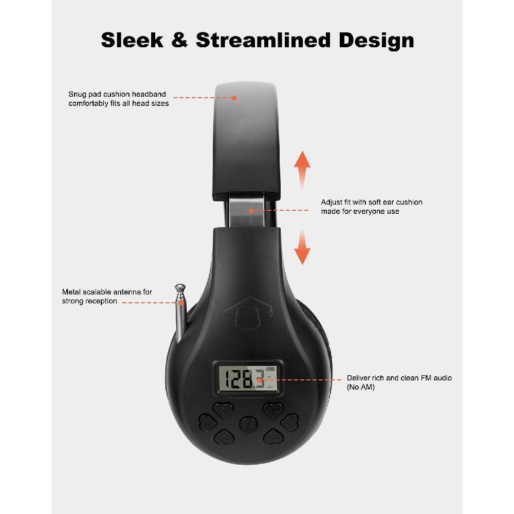 Tragbarer persönlicher FM-Radio-Kopfhörer mit bestem Empfang, Walkman kabelloses Headset FM-Radio Ohrenschützer zum Gehen, Joggen
