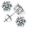 New S925 Sterling Silver Setting Round Faceted Cut Moissanite Diamond Women Ear Stud Earring Pair Fine Jewelry for Women Men