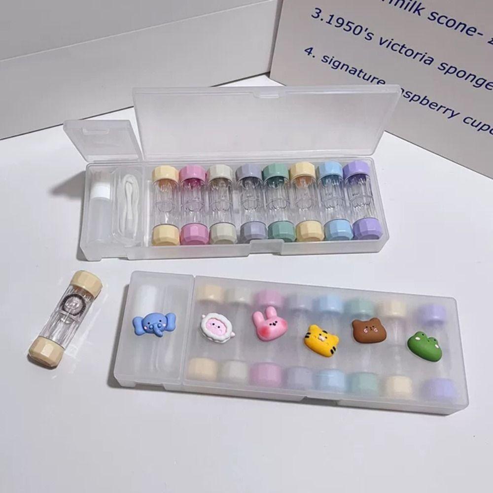 8 Pairs Portable Contact Lenses Soak Storage Case 7 Colors RGP Lens Container  Beauty
