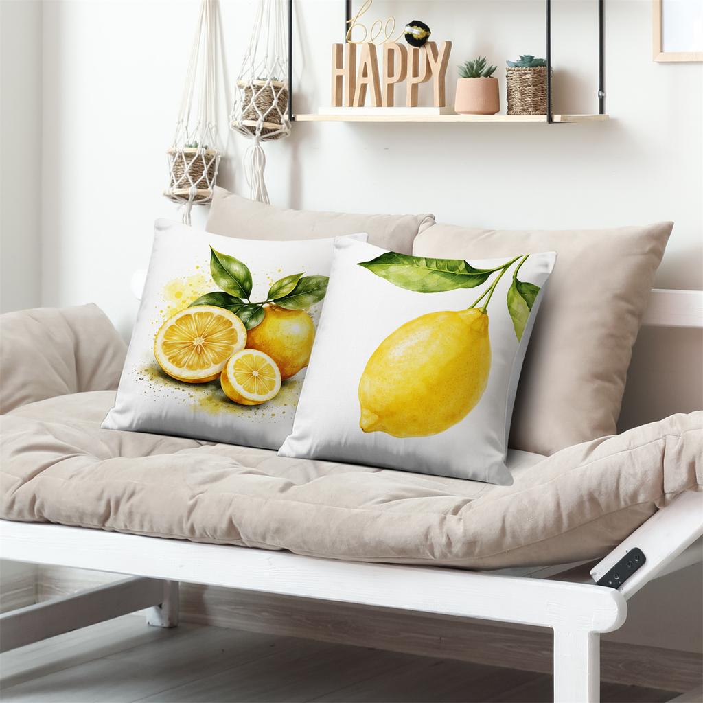 Lemon Slice Juice Pattern Digital Printing Pillow Cover Short Plush Suitable Living Rooms Bedrooms Sofas Throw Cushion Cover