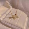 1 Pcs Bow Necklace Steel Chain Copper Pendant Butterfly Fresh Sweet Clavicle Chain Gift Women's Girls' Elegant Accessories