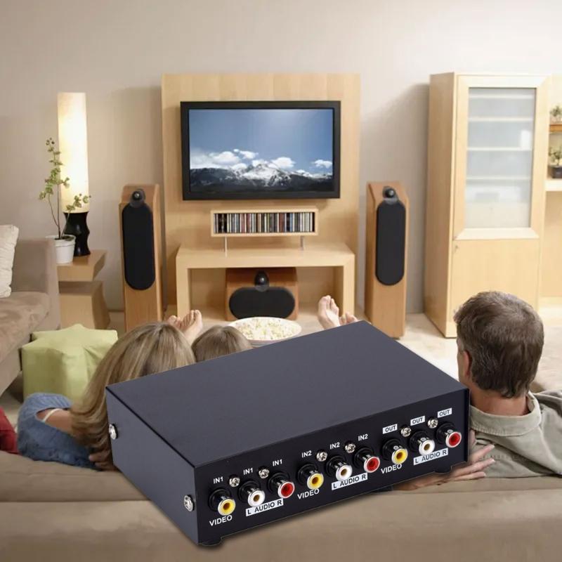 4Way A V Switcher Audios Selectors 4 In 1Out Composite Video Stereo for STB Game Consoles Video Stereo Audios Selectors