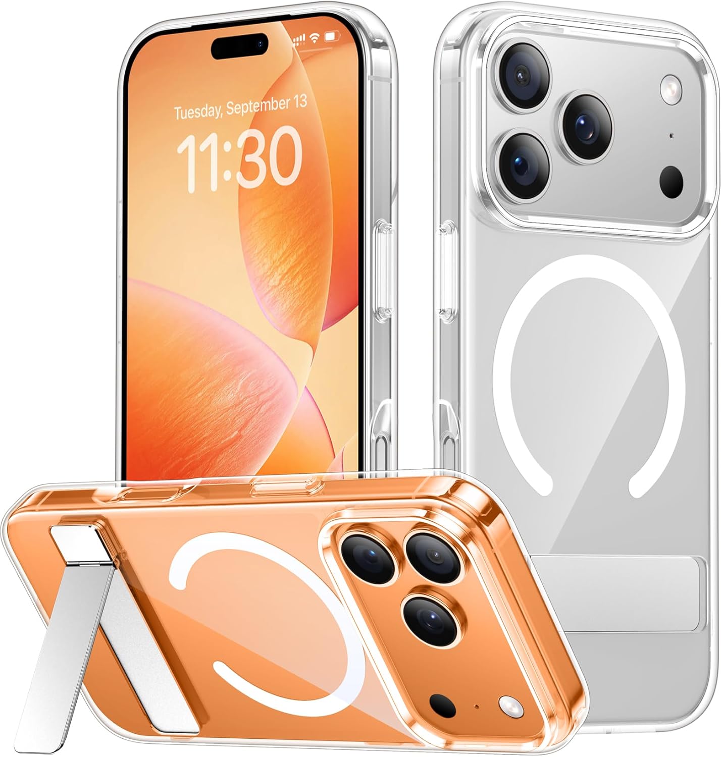 

Magnetic Transparent for iPhone 17 16 15 14 13 Pro Max Phone Case Military Grade Anti Drop And Invisible Bracket Shock-Absorbing For iPhone 17 ProMax