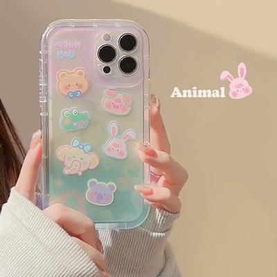 Glückliche Cartoon Tier Koala süße Elefant Schwein Bär Kaninchen weiche Silikon Abdeckung für Iphone 14 Plus 11 12 13 Pro Max Telefon Fall