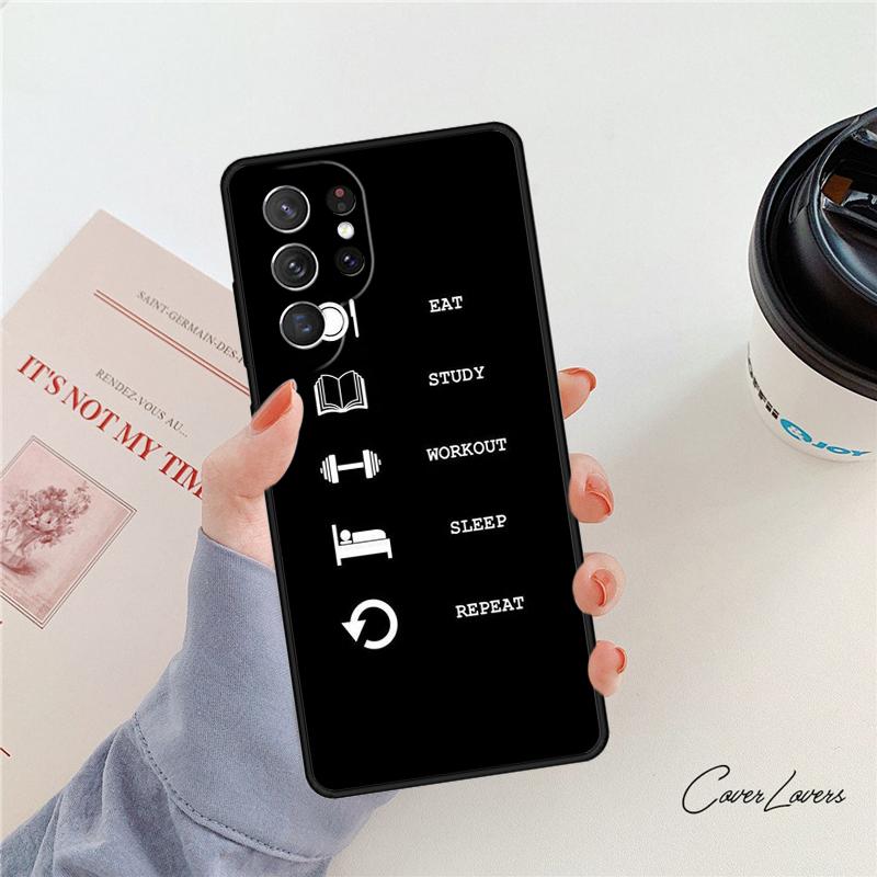 Training Workout Gym Crossfit Quote Phone Case For Samsung Galaxy S24 S25 S23 S22 Ultra Note 10 20 Plus S20 S21 FE Cover
