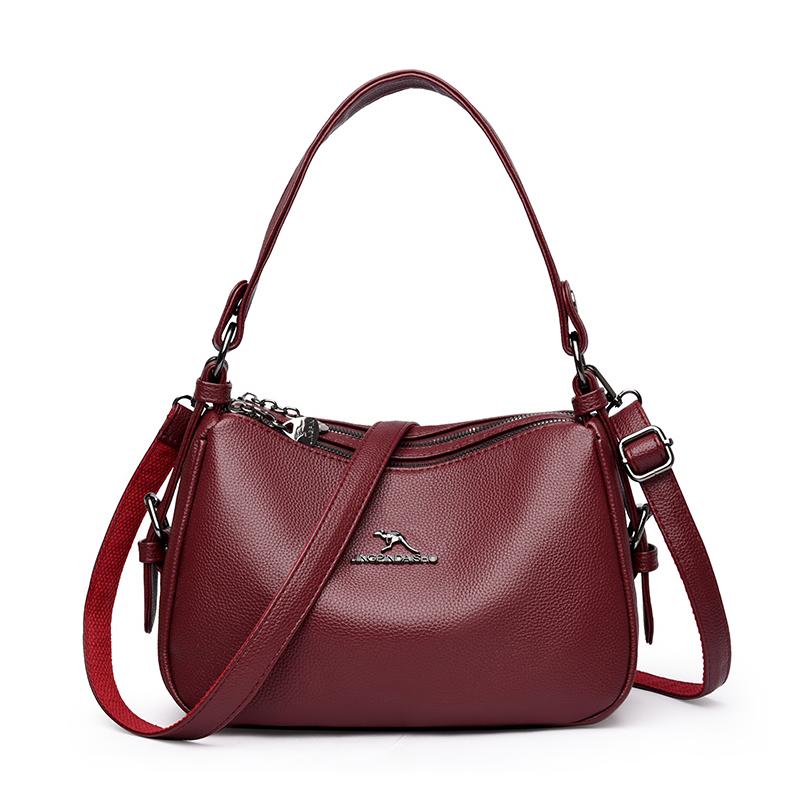 Women s Bags Vintage Genuine High quality PU Women s handbags Casual Ladies Tote Bags, Soft and Large capacity Handbags wallet красный