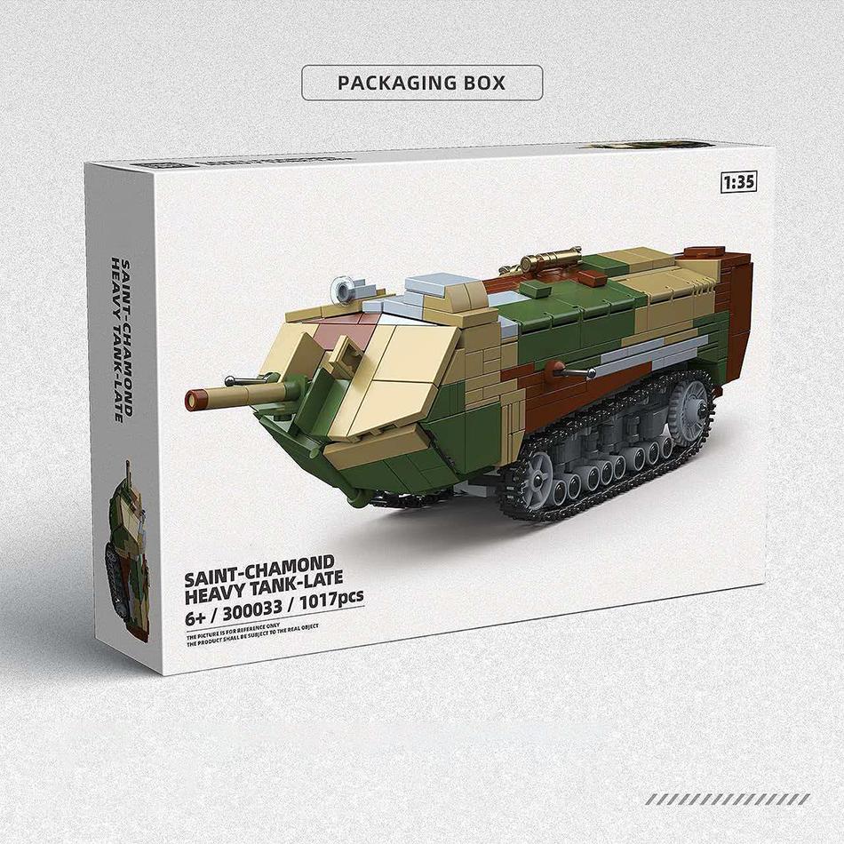 1:35 Měřítko MOC WW1 Vojenský Francouzský Saint Chamond Tank Model Stavebnice Druhá světová válka Armáda Těžký Tank Kostky Hračka pro Děti Dárek