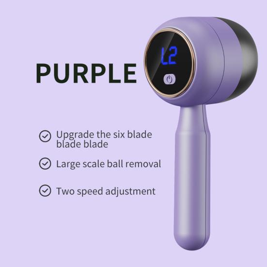 Lint Trimmer Fabric Shaver Electric Lint Remover with 6-Blade Cutter Display Rechargeable USB Adjustable Speed LED