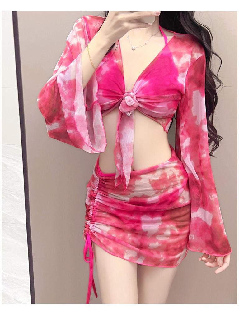 "2024 Women's Long-Sleeve Slimming Four-Piece Bikini Swimwear"