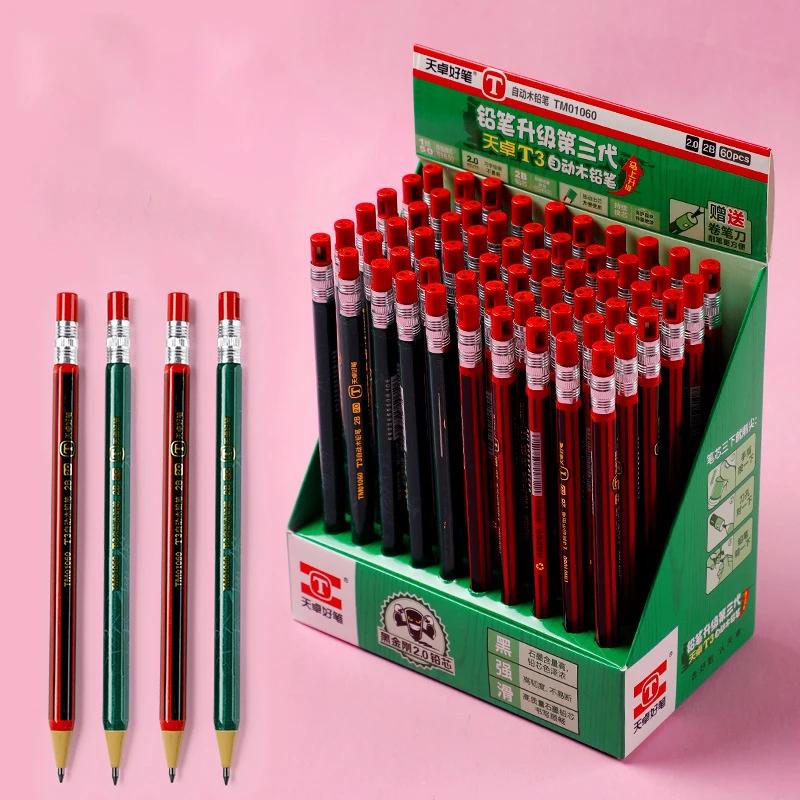 Non Sharpening Mechanical Pencils with Pencil Sharpeners 2.0mm Replaceable Refills Press Pens School Stationery Office Supplies