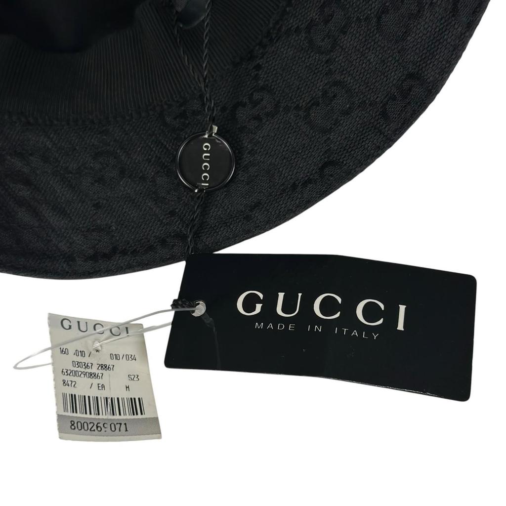 Used Good Condition GUCCI GG Canvas Hat Polyester/Cotton Black Ladies Bucket [Used] [Free Shipping]