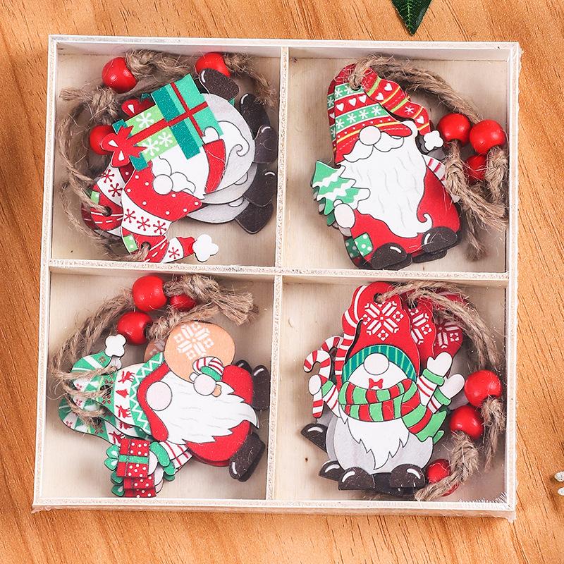 12Pcs Faceless Xmas Gnome Wooden Decoration Christmas Tree Window Wall Hanging Ornament