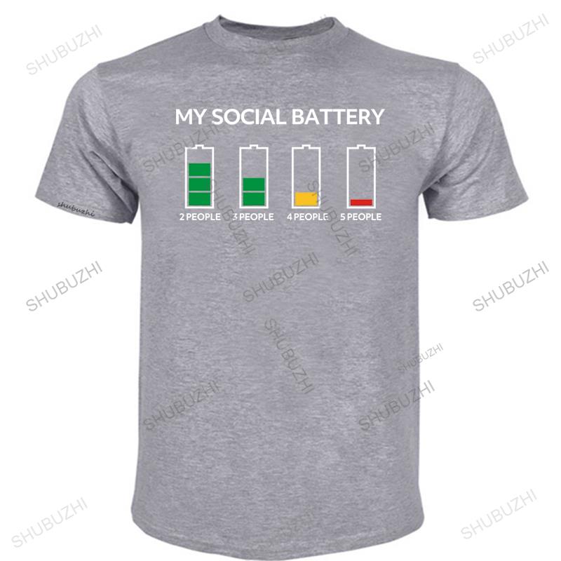 Introvert My Social Battery T Shirt Summer Fashion T-Shirt DIY Cotton Bigger Size  Introvert Shy Leave Me Alone Dont Like People