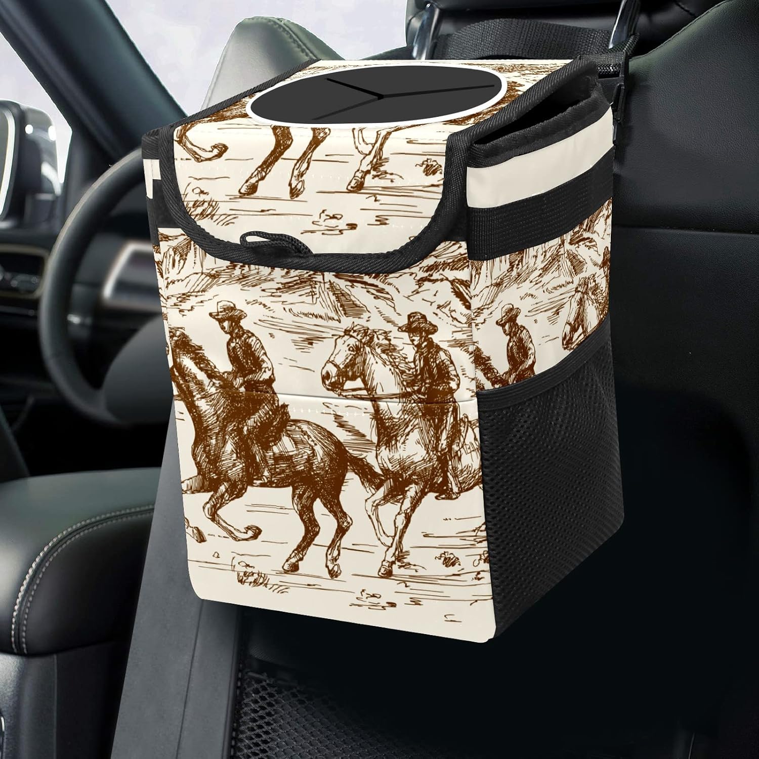 Cute Strawberry Collapsible Reusable Waterproof Car Trash Can with Lid, Automotive Garbage Can, Car Organizer 220120411