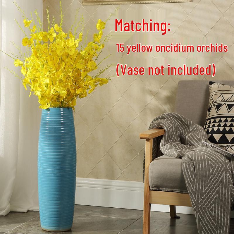 Синяя цзиндэчжэньская керамическая напольная ваза - Высокая современная в европейском стиле для сухих цветов в гостиной