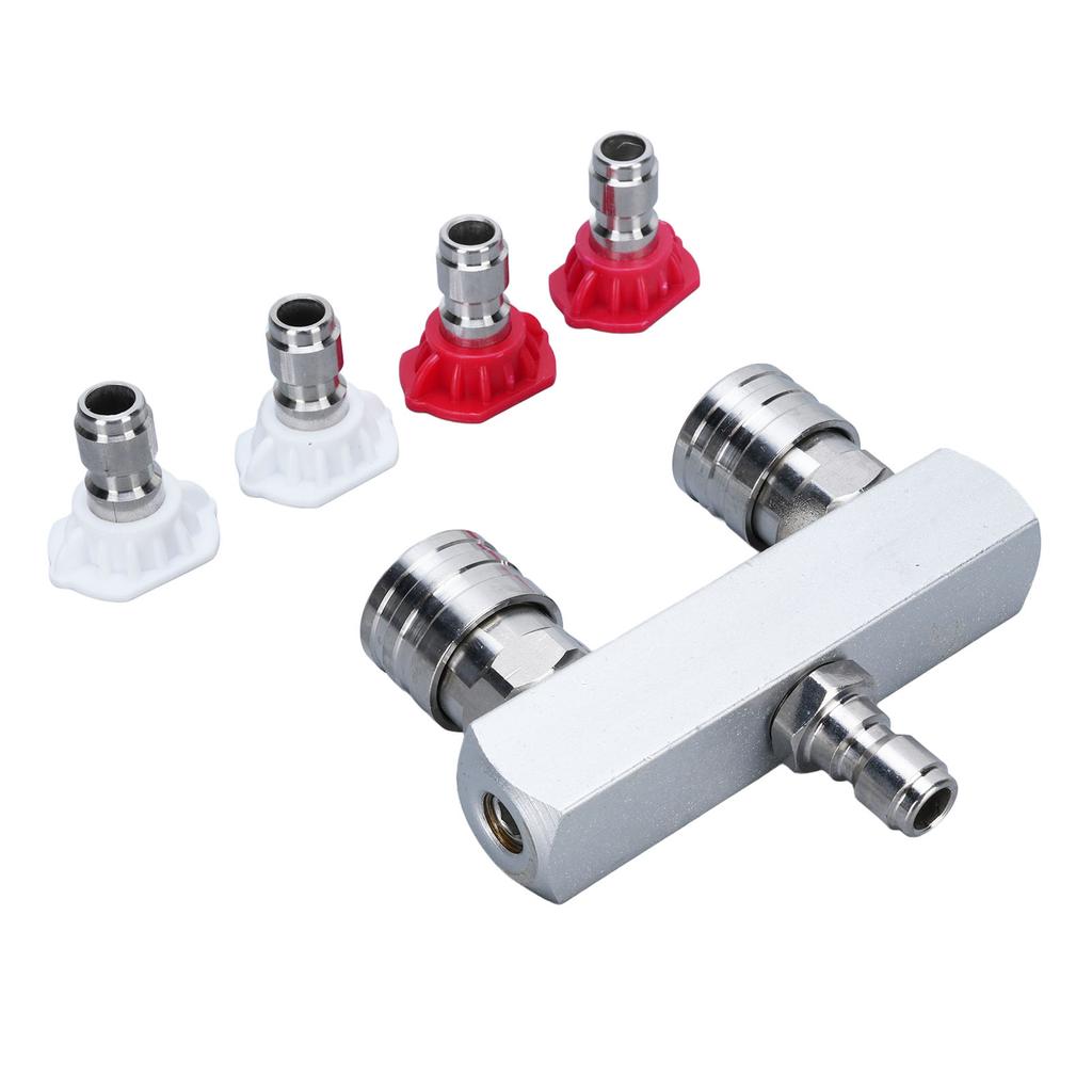 2 in 1 Hochdruckdüsenspitze Edelstahl Doppelreihe 1/4in Schnellanschluss Selbstverriegelnde Düse