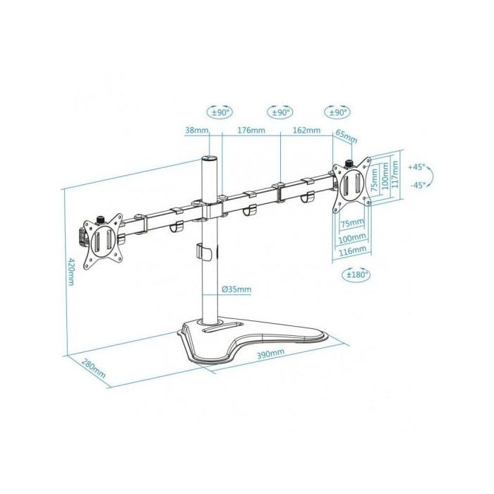 TV-stativ - TooQ - DB1702TN-B - 32/17 tommer - Svart - Tiltbart