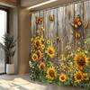 1pc rustic wooden fence shower curtain whimsical garden -   With Hooks Waterproof Mildew Proof Easy Install Washable