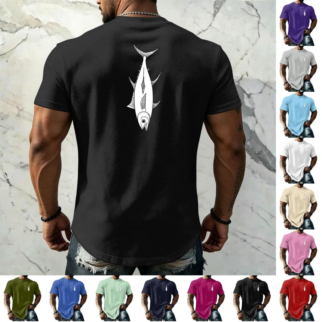 Men's Vintage Texture Printed Short Sleeve T Shirt Loose Fit Casual Summer Daily Wear Top Lightweight Breathable Fabric