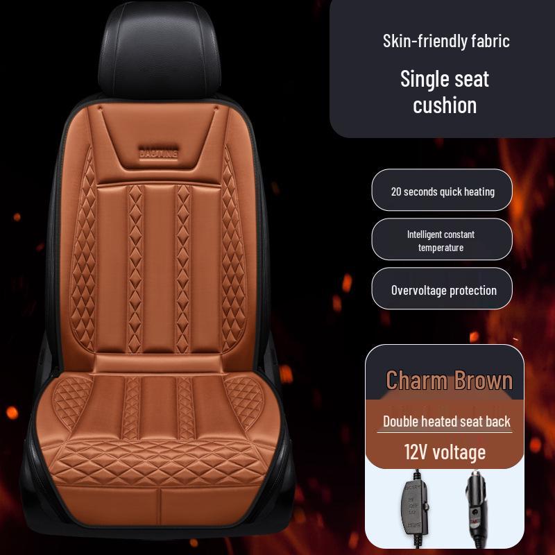 12V Heated Plush Car Seat Cushion - Winter Warmth for Front and Rear Seats