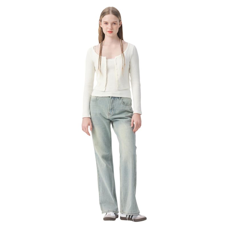 Yescci round Neck Fashion Casual Cardigan Long sleeve Top