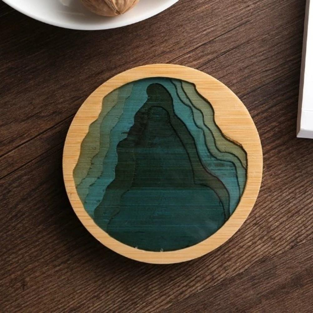 Ocean Wave Design Art Coaster Round Shape Cup Mat New Cup Holder  Home Decoration