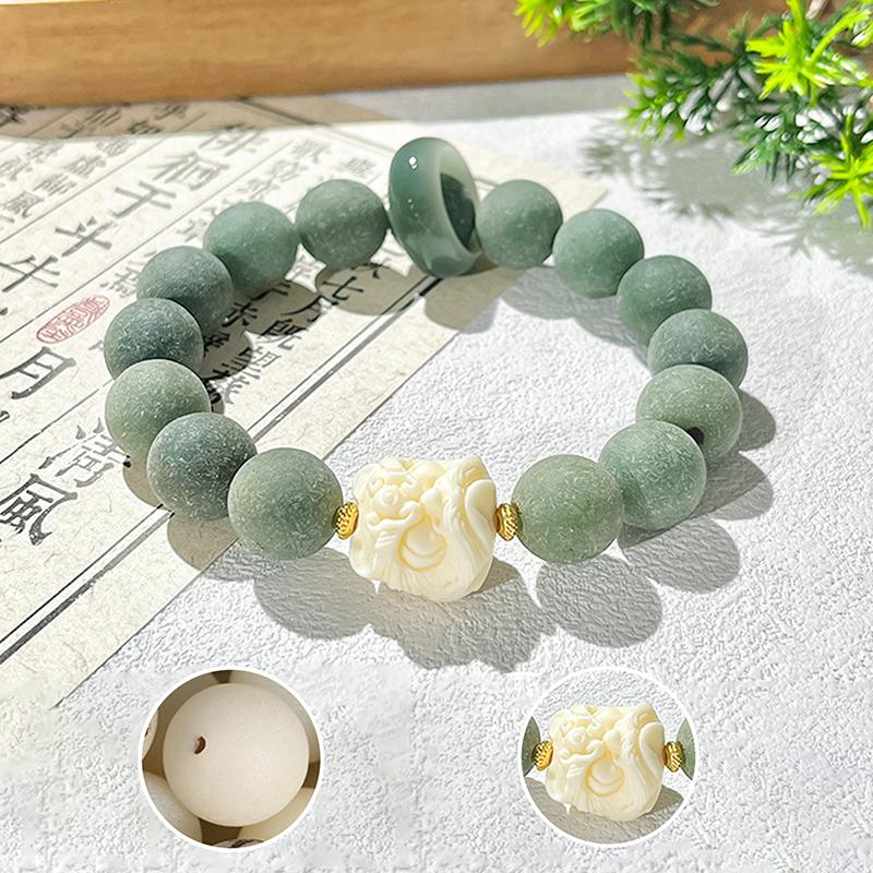 Chinese Style Dancing Lion Bodhi Bracelet Pliable Temperament Crafts Buddha Beads Rosary Bodhi Seed Bracelet Jewelry Gifts