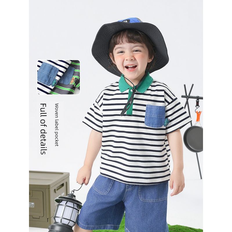 Boys' Antibacterial Short-Sleeved Polo Shirt T-Shirt Summer Clothing Kidsren's Clothing Kidsren's Baby Tops Half-Sleeved Summer New Style