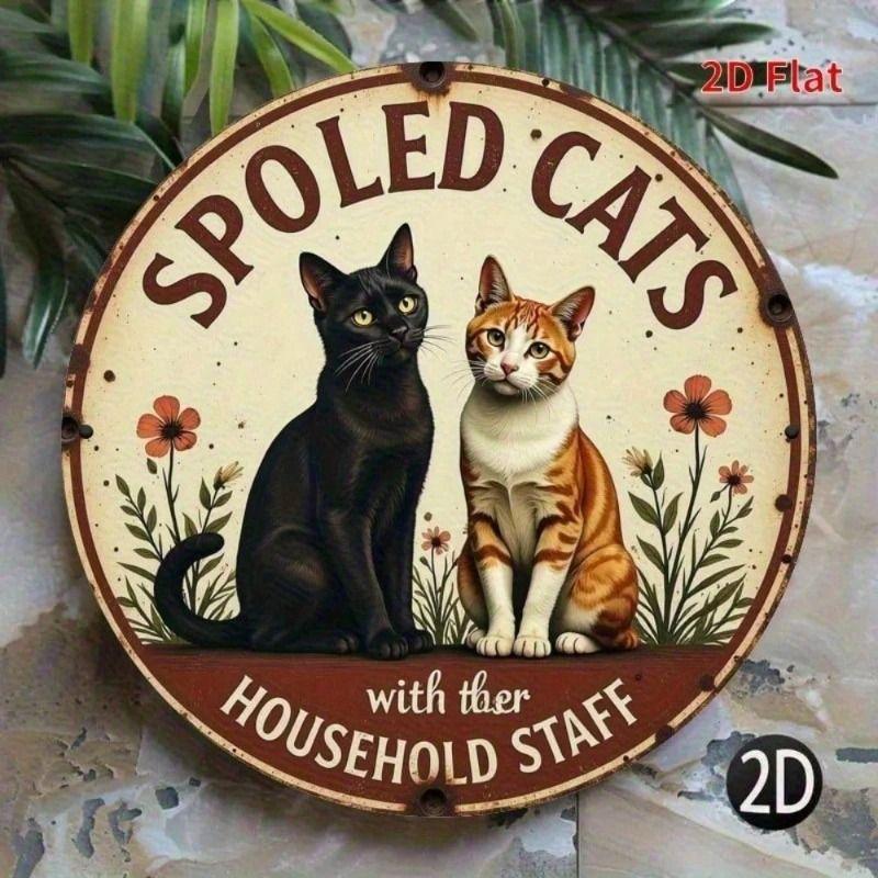 

Metal Poster Wall Art Spoiled Cat Flowers Kitchen Sign