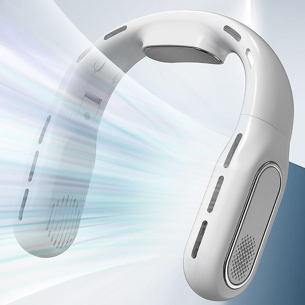 Foldable Design Portable Neck Fan Digital Display USB Charging Fan Neck Cooling Fan  Outdoor Travel