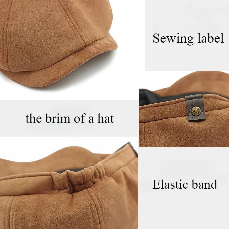 spring Men's Suede Beret  Summer Caps for Men Women Artist Painter Octagonal Beret Hat Flat Cap Male Female Plaid Beret Cap