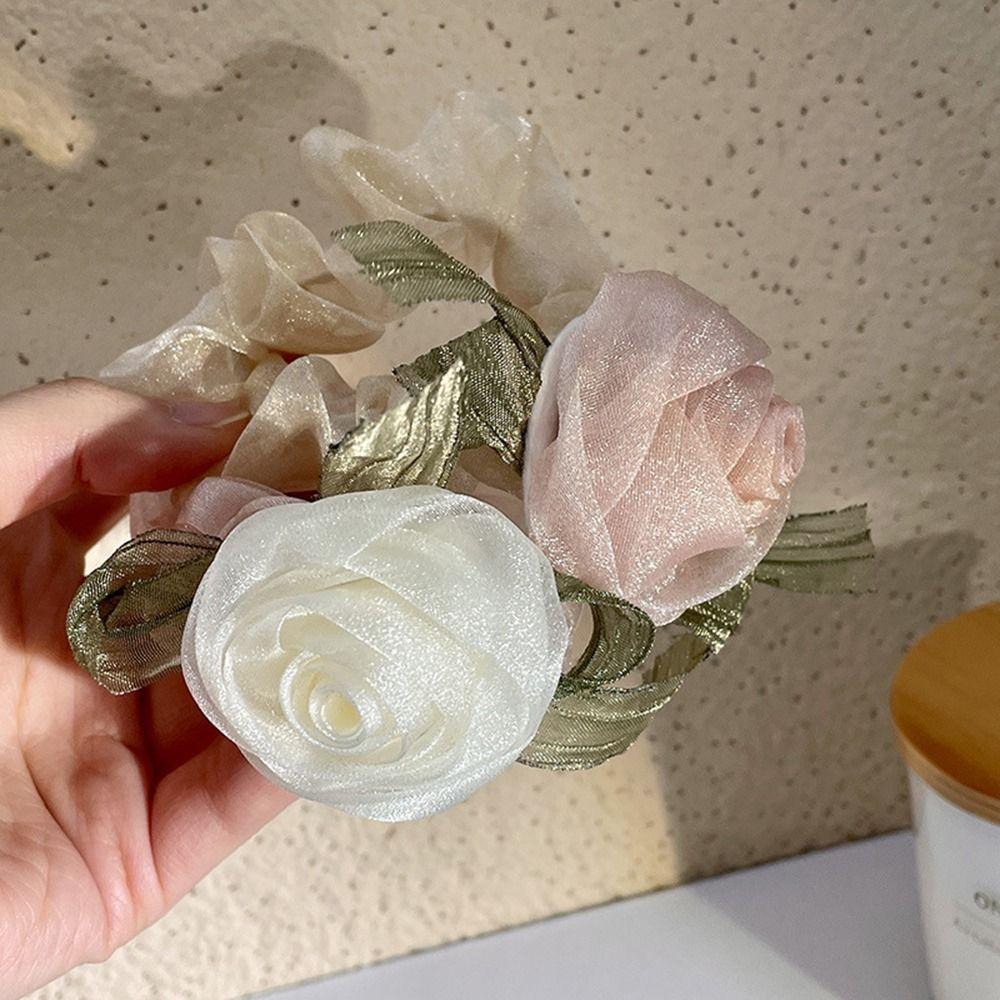 Mädchen Haarband Koreanischer Stil Haarband Damen Haarring Rose Blume Haargummis Pferdeschwanzhalter