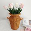 1pc Classic Style Woven Rattan Flower Basket, Durable And Washable, ChineseRetro Flower Arrangement, Practical Home Decorations