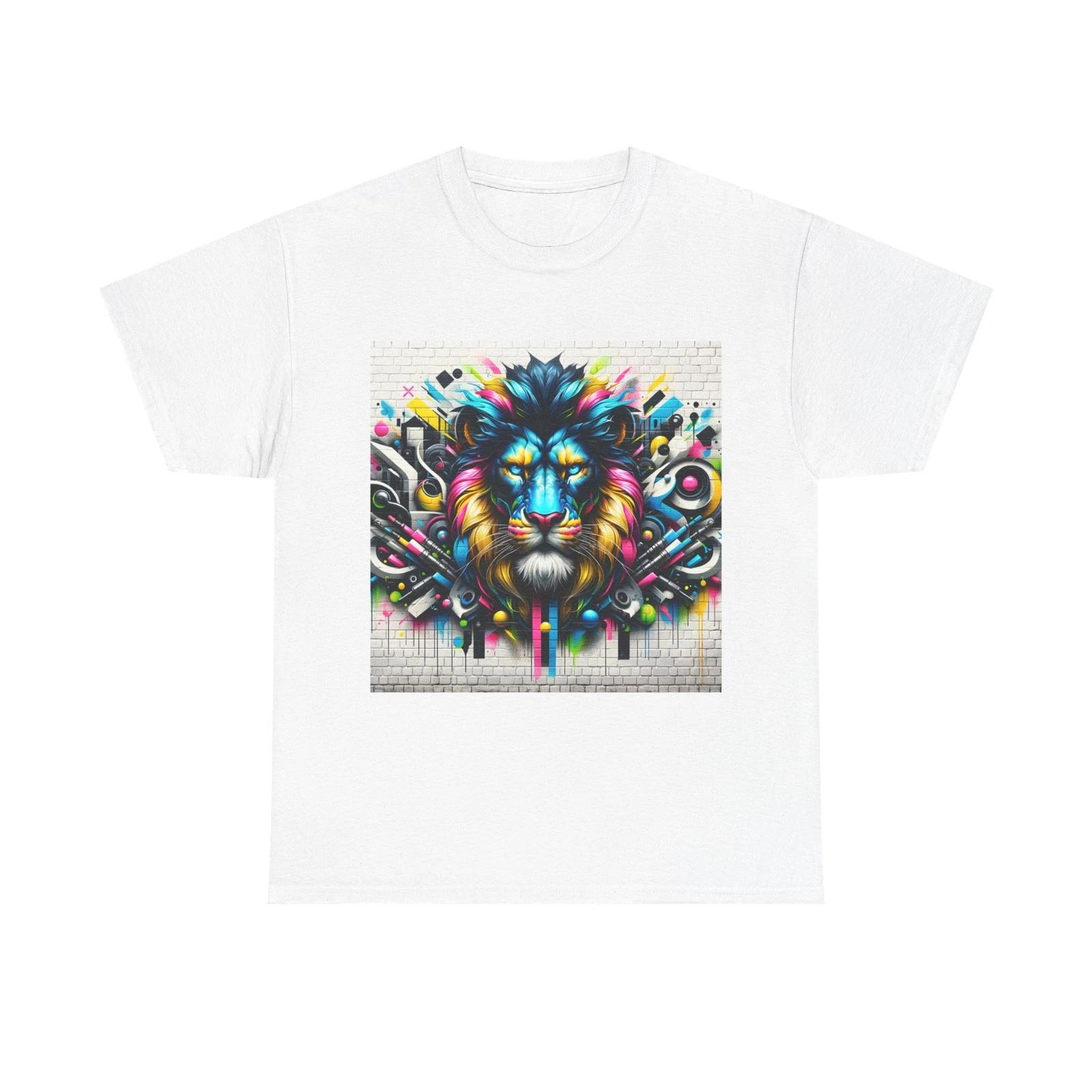 Unisex Adult T Shirt Lion Graffiti Urban Art Print XL