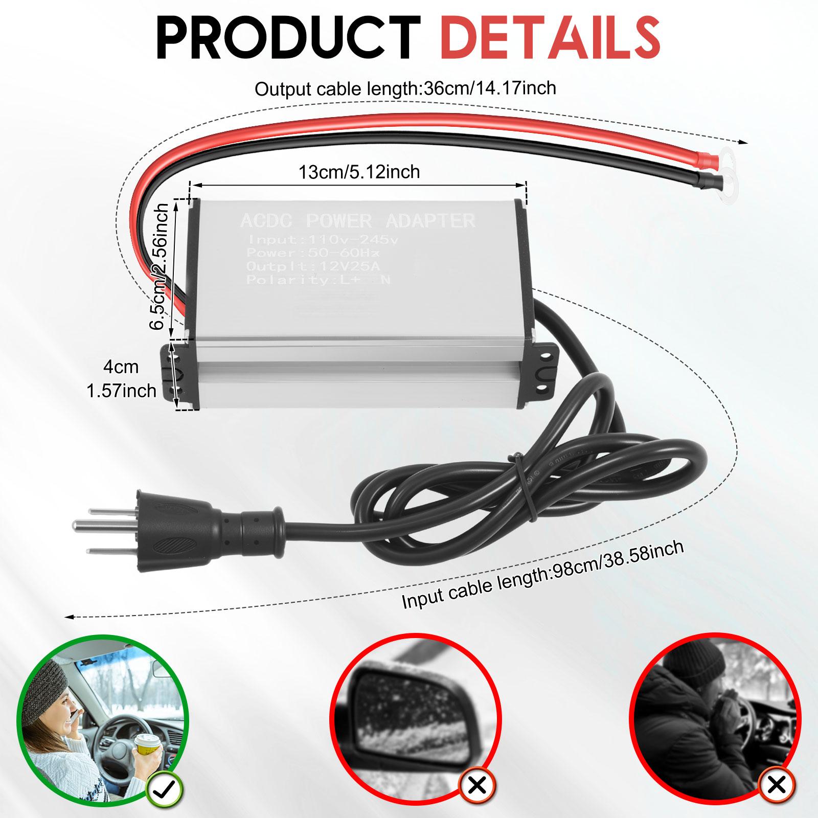 

Power Converter Adapter for Diesel Air Heater AC 110-245V Multiple Safety Mechanism Power Supply Transformer Adapter for SUV RV