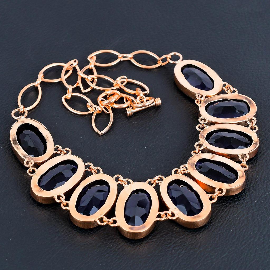 Bijuterii din piatră prețioasă ametist, colier din cupru lucrat manual, bijuterii frumoase de colier cu bijuterii cu lanț reglabil pentru Ziua Memorială