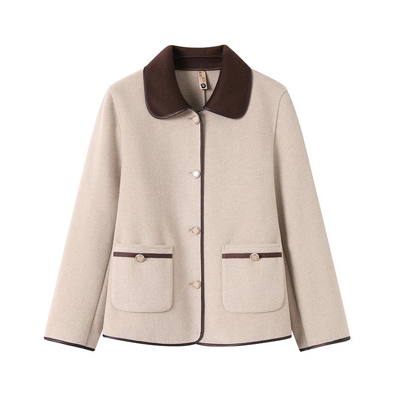 Mid-age Women's Stylish Wool Coat for Spring & Autumn