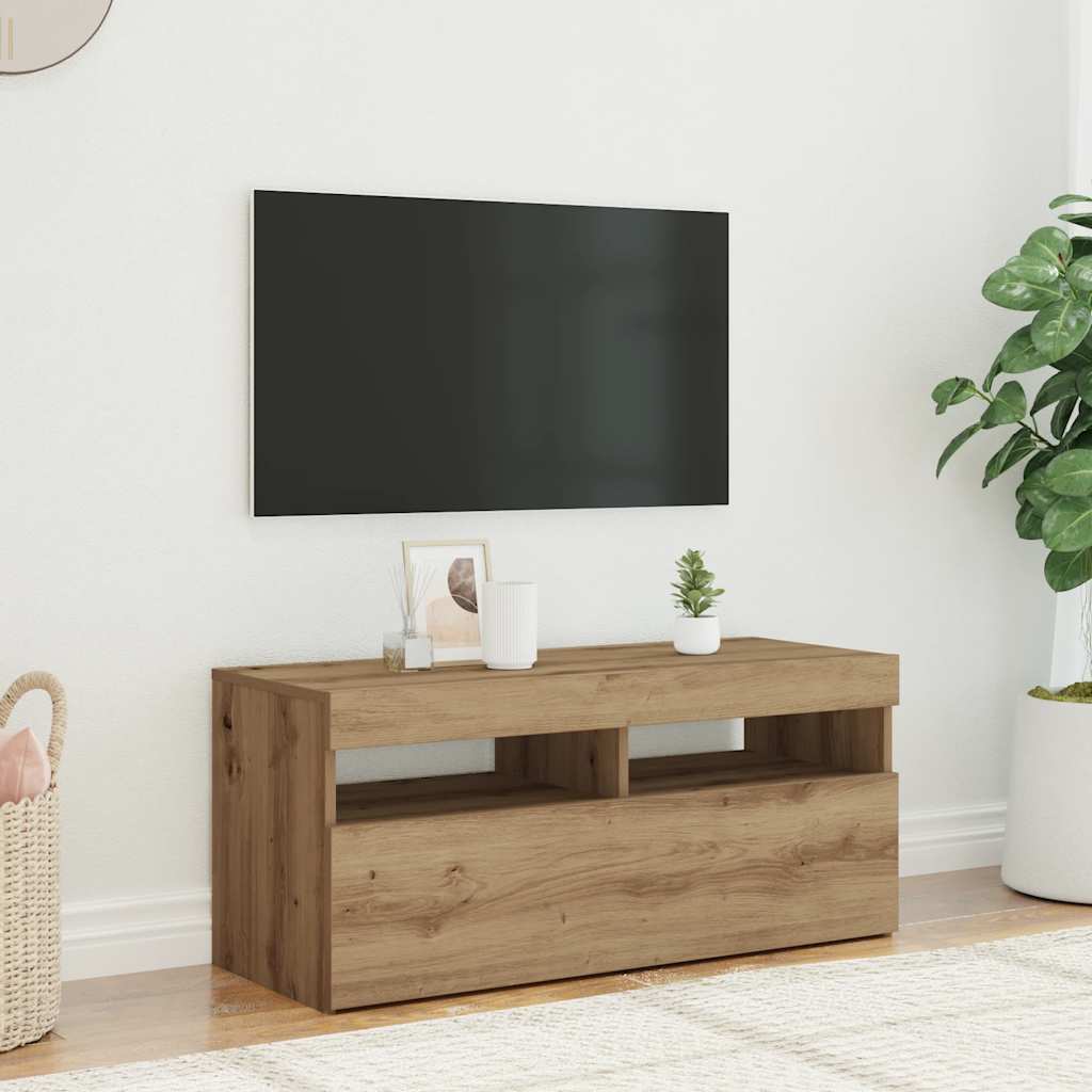 Moderne Retro-TV-Konsole, hängende TV-Konsole, Klapptür-Schränke, 90x35x40 cm