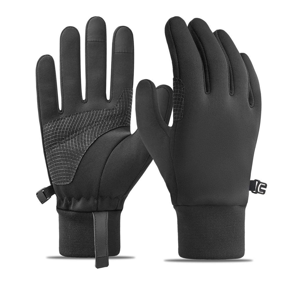 Winter Cycling Gloves Bulk Touchscreen Anti-Slip Palm Water-Resistant Windproof Thermal Fleece-Lined Polyester Drawstring