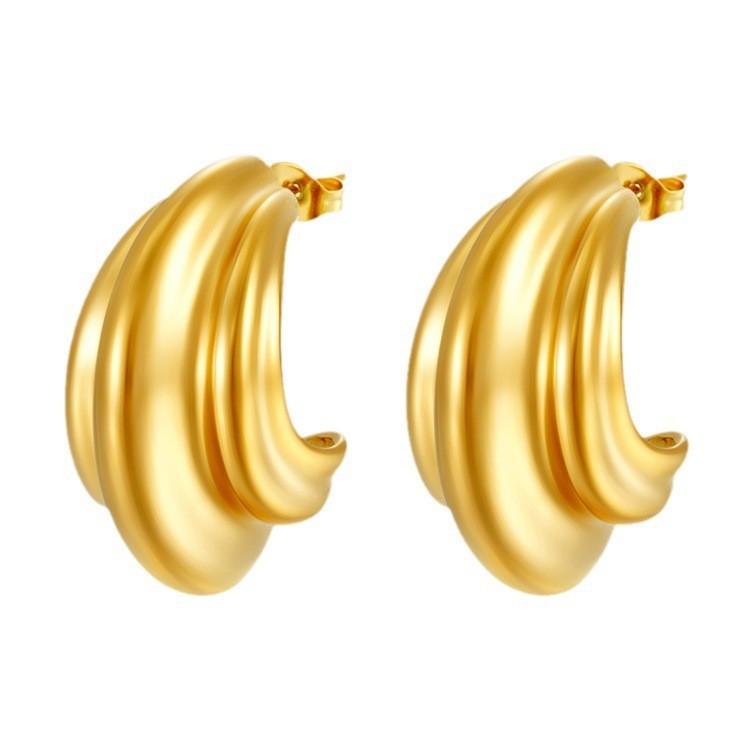 Direct supply geometric stainless steel earrings, women's trend high-end retro earrings, versatile plated 18K earrings