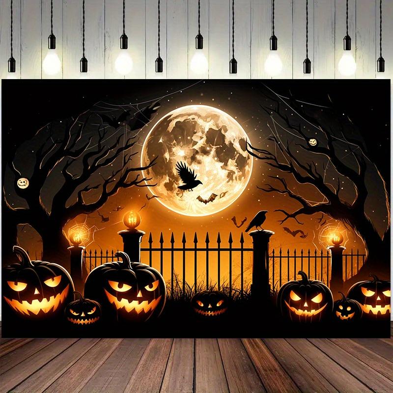 A polyester background cloth with a Halloween night theme suitable for indoor/outdoor decoration