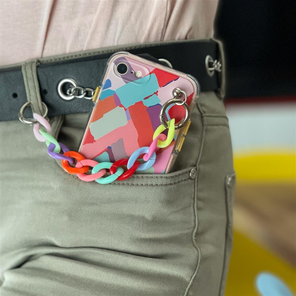Multicolor Flexible Gel Case with Chain Lanyard for iPhone XS/X