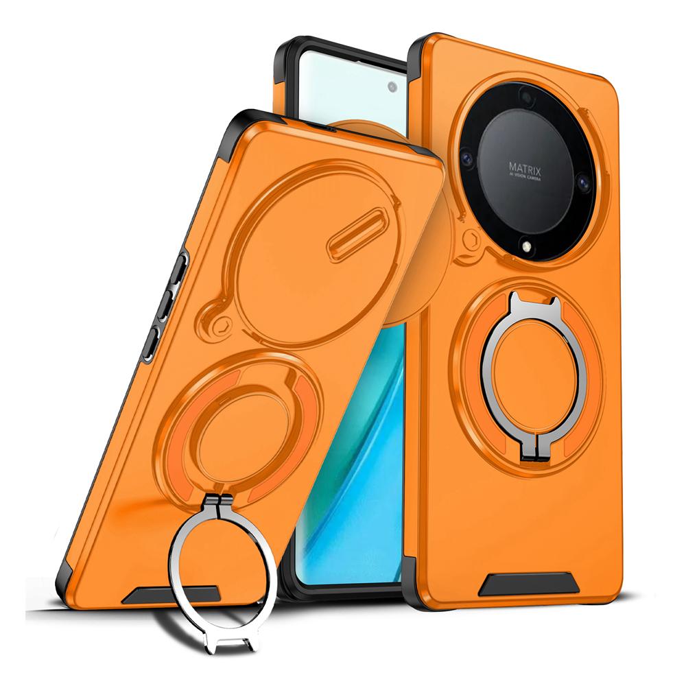 KEYSION 360° Ring Stand Phone Case for Honor X9b 5G X9A Slide Camera Protection Magnetic Shockproof Cover for Magic 5 6 Lite 5G