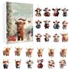 Cow Christmas Countdown 2D Flat Pendant Ornament Set
