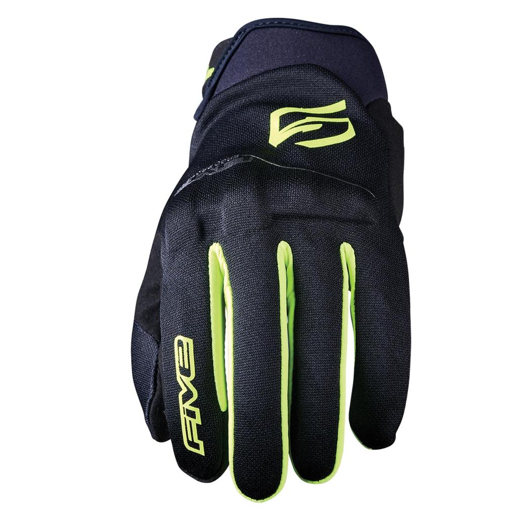 FIVE GLOBE EVO Motorcycle Yellow Gloves, Black/Fluorescent (Size XL)