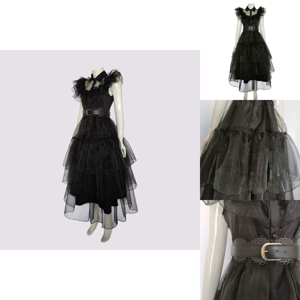 Addams Family Wednesday Costume Anime Ball Women Uniform Outfit Dress Suit